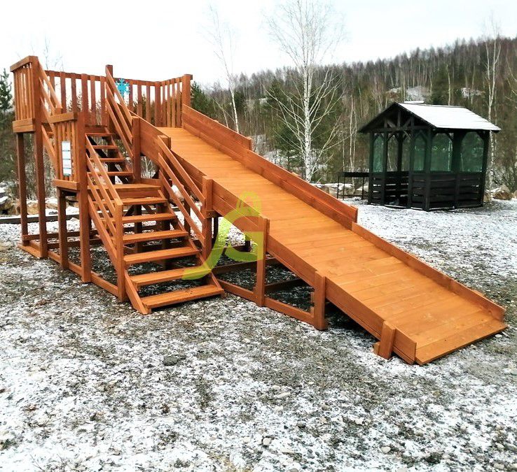 Детская деревянная зимняя горка Snow Fox скат 5,9 м