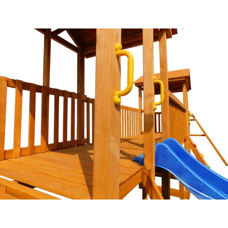 Детская площадка Можга Спортивный городок 6 крыша тент с качелями и широким скалодромом