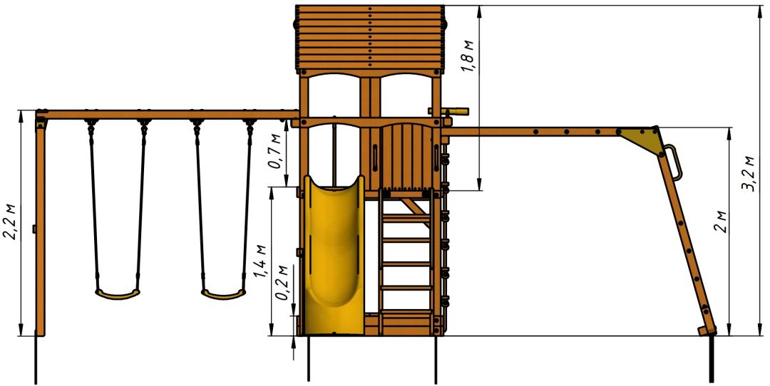 Детская деревянная площадка MoyDvor Париж с рукоходом 2023