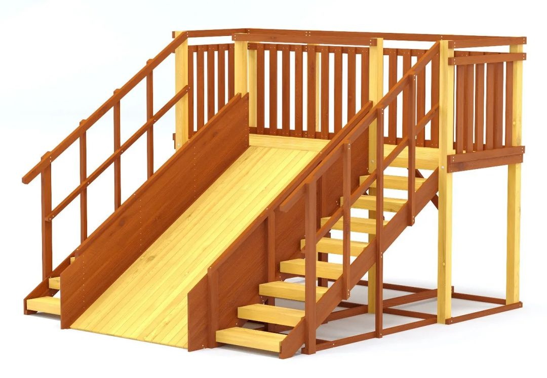 Зимняя деревянная игровая горка Савушка Зима-4