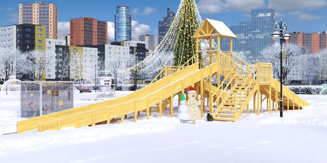 Зимняя горка Савушка Зима Wood-11