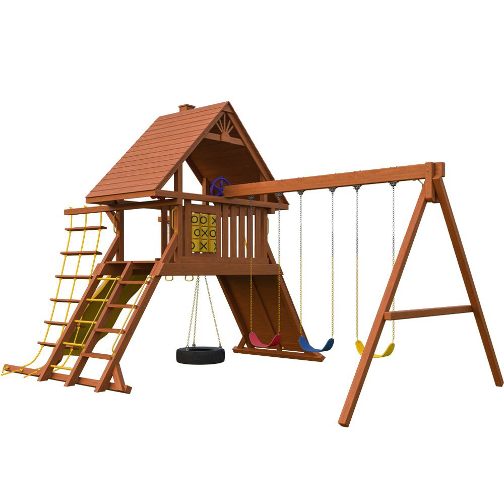 Детский игровой комплекс New Sunrise Зарница с деревянной крышей