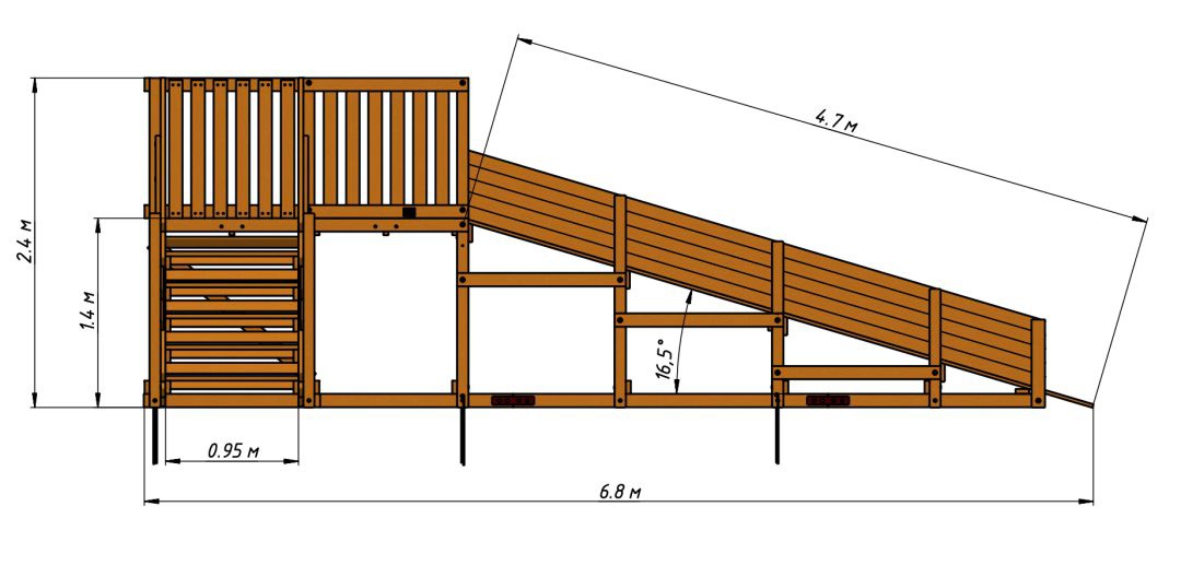Зимняя Деревянная горка MoyDvor SWAN-1