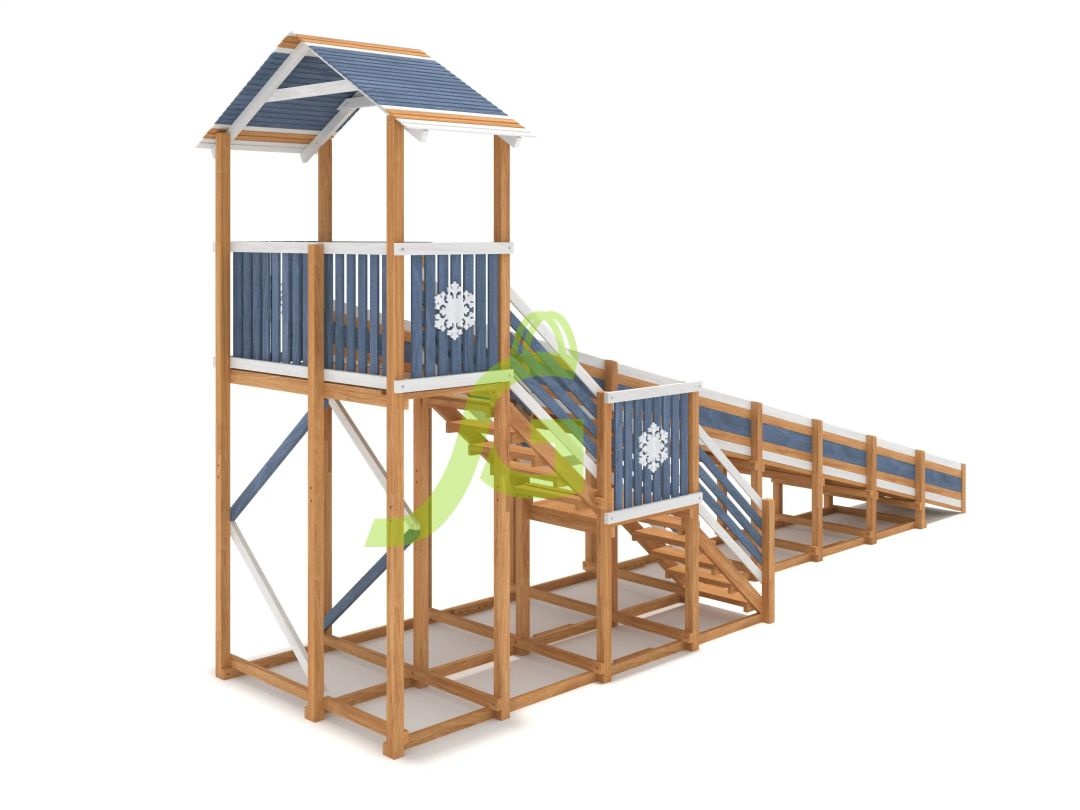 Деревянная зимняя горка IgraGrad Snow Fox (Домик) скат 10 м мод2