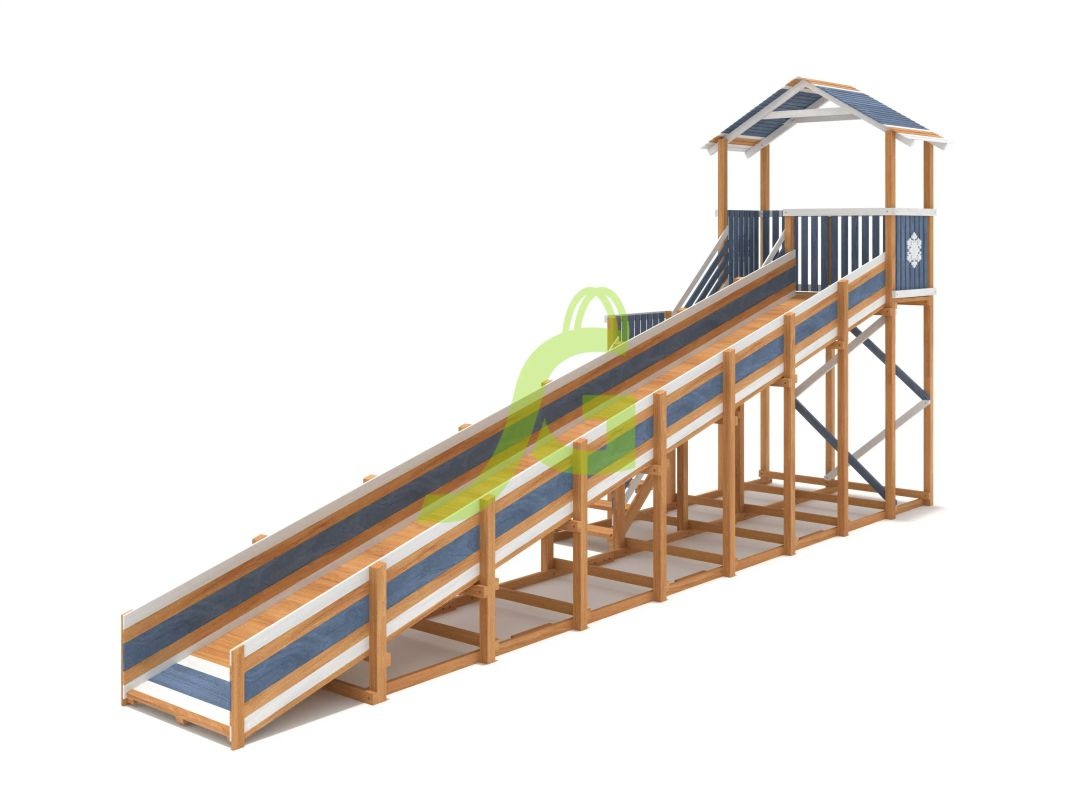 Деревянная зимняя горка IgraGrad Snow Fox (Домик) скат 10 м мод2