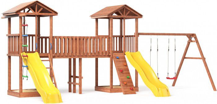 Детская площадка Можга Спортивный городок 6 с качелями и узким скалодромом