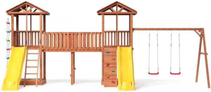 Детская площадка Можга Спортивный городок 6 с качелями и узким скалодромом