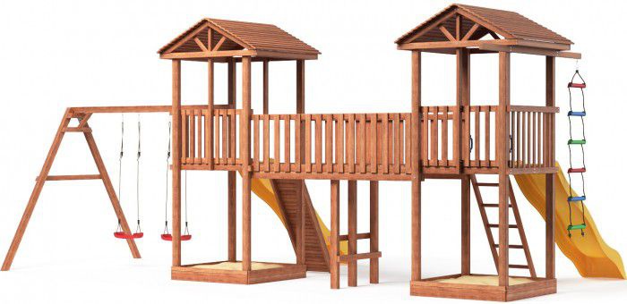 Детская площадка Можга Спортивный городок 6 с качелями и узким скалодромом