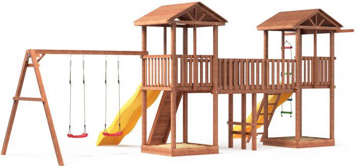 Детская площадка Можга Спортивный городок 6 с качелями и узким скалодромом