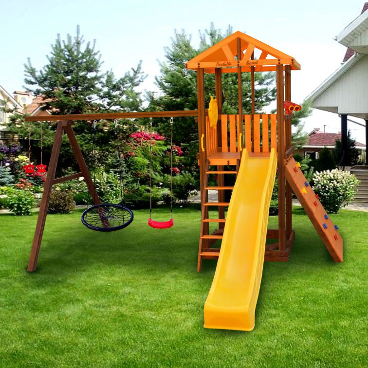 Детский игровой комплекс Perfetto Sport Pitigliano-5 + качели Паутина