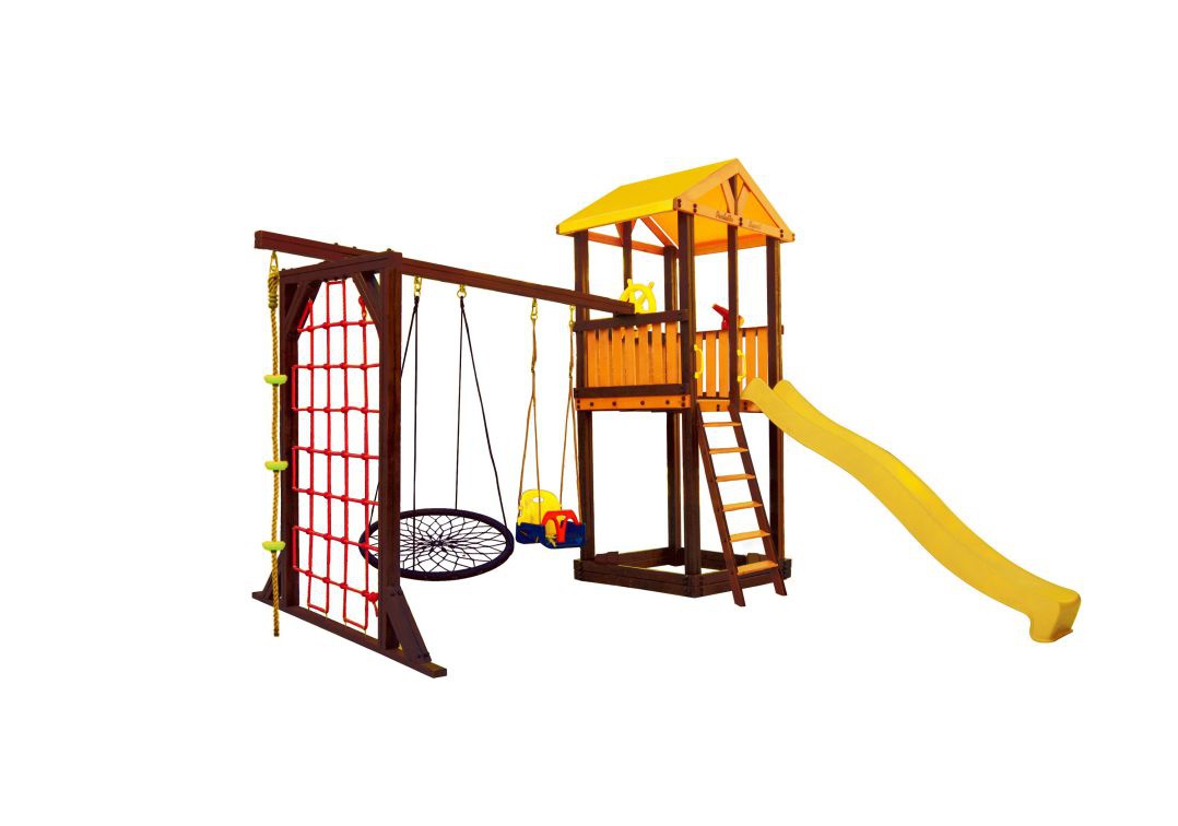 Детский игровой комплекс Perfetto sport Pitigliano-9 + качели Паутина