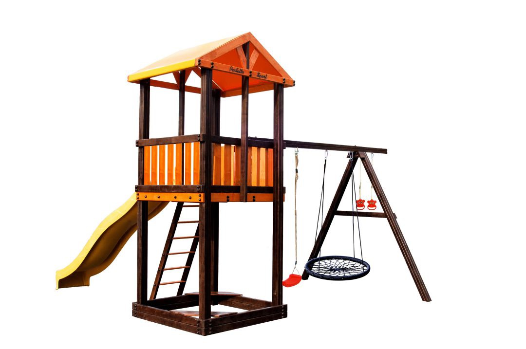 Детский игровой комплекс Perfetto sport Pitigliano-3 + качели Паутина