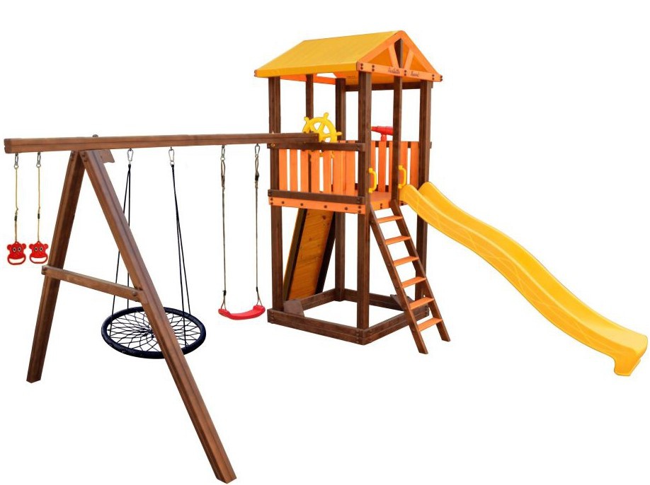 Детский игровой комплекс Perfetto sport Pitigliano-4 + качели Паутина