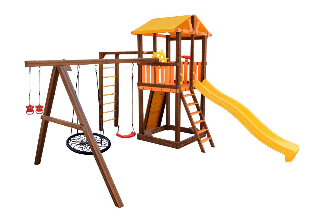 Детский игровой комплекс Perfetto sport Pitigliano-7 + качели Паутина