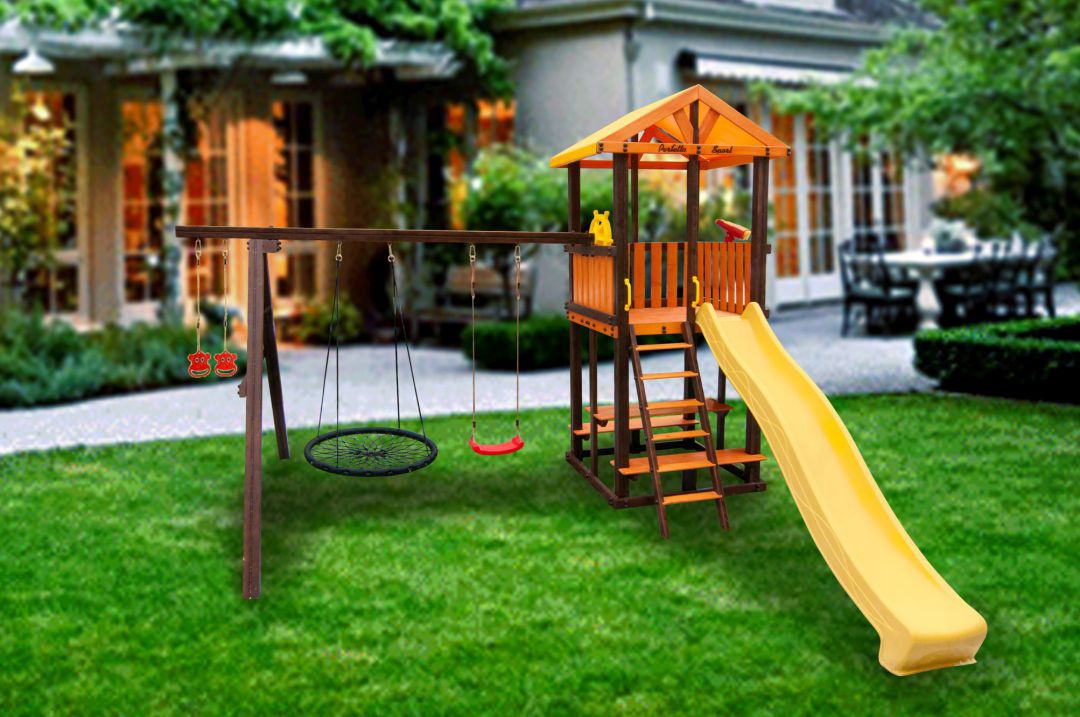 Детский игровой комплекс Perfetto sport Bari-3 + качели Паутина