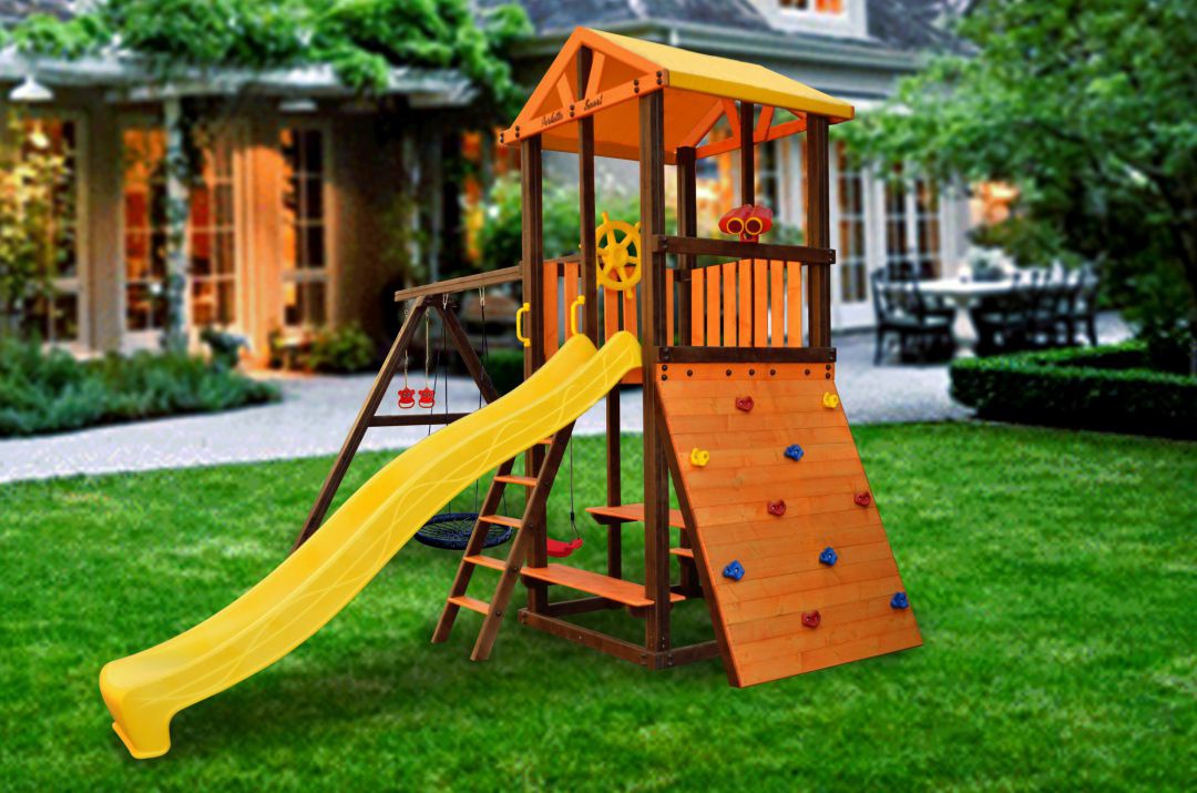 Детский игровой комплекс Perfetto sport Bari-5 + качели Паутина