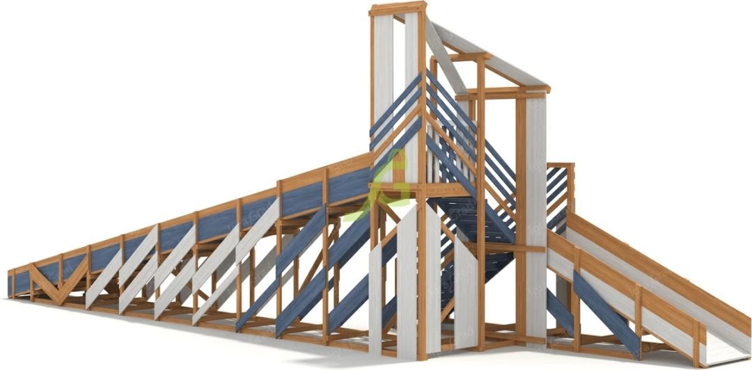 Зимняя деревянная горка IgraGrad Snow Fox 12 м с двумя скатами мод 4