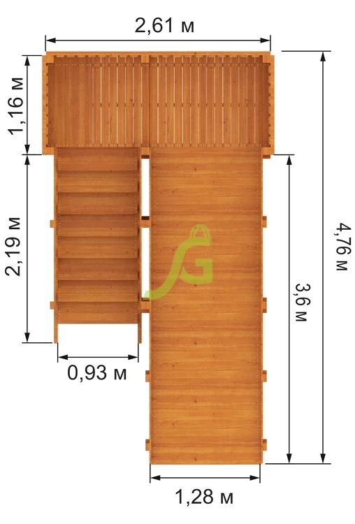 Деревянная зимняя горка Snow Fox скат 4 м