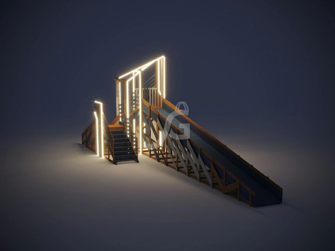 Зимняя деревянная горка IgraGrad Snow Fox 12 м с двумя скатами мод 4