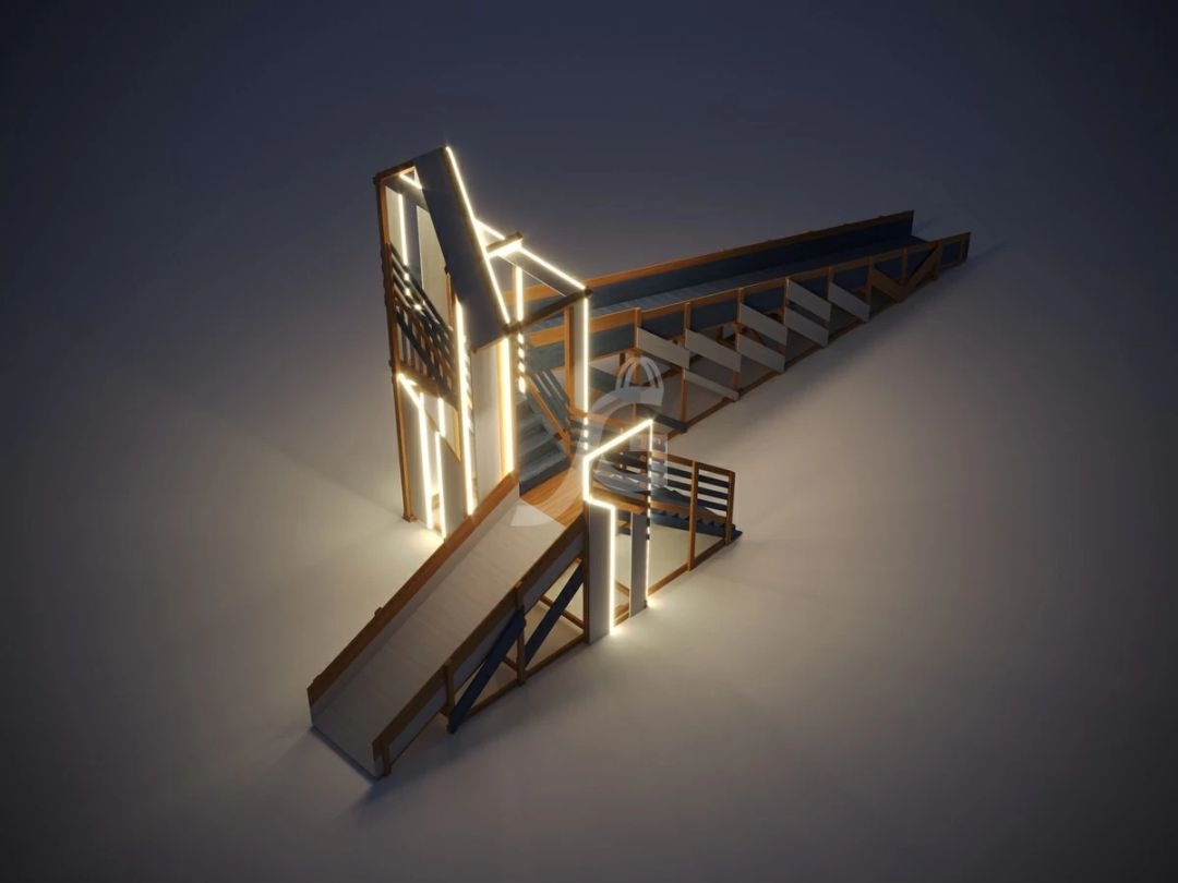 Зимняя деревянная горка IgraGrad Snow Fox 12 м с двумя скатами мод 4