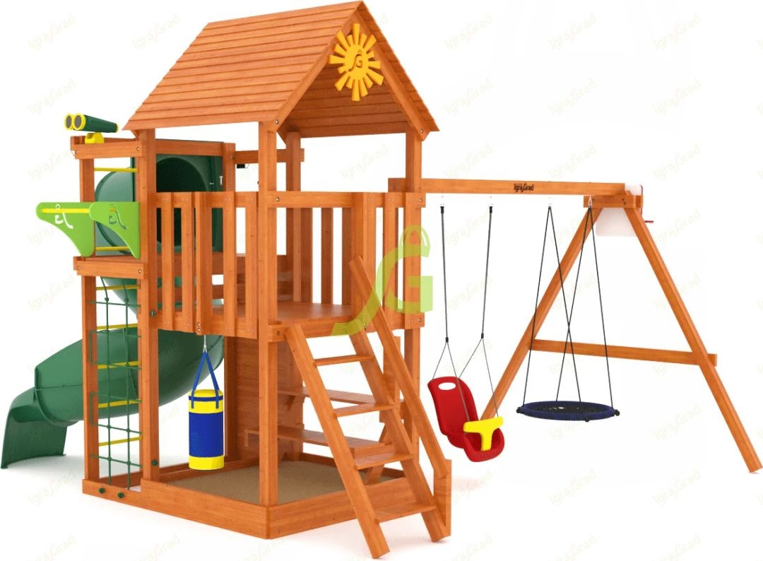 Детская площадка для дачи IgraGrad Крафт Pro 3 с трубой