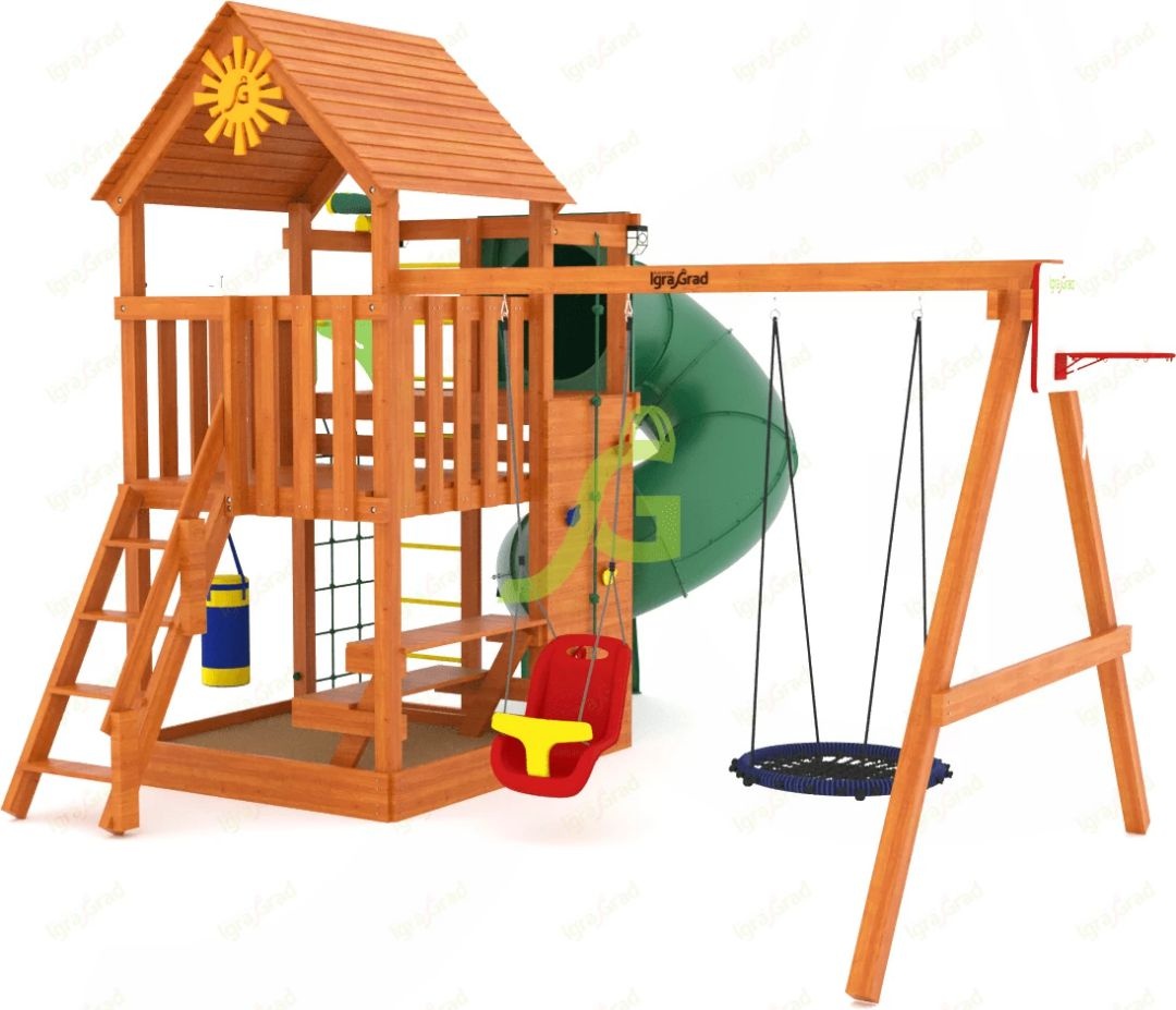 Детская площадка для дачи IgraGrad Крафт Pro 3 с трубой