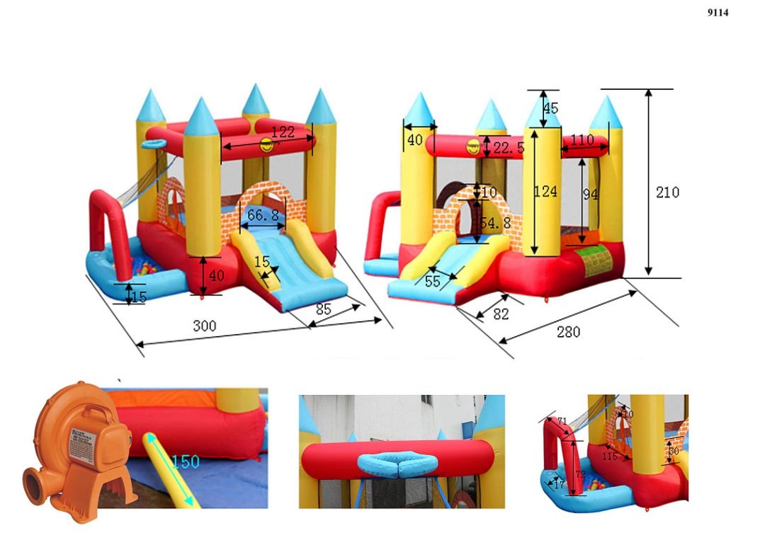 Надувной батут Happy Hop Мини замок 4 в 1