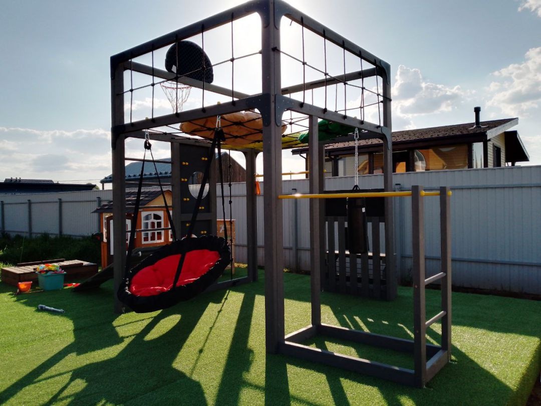 Детская площадка Савушка КУБ-1 (Серый) с подушками