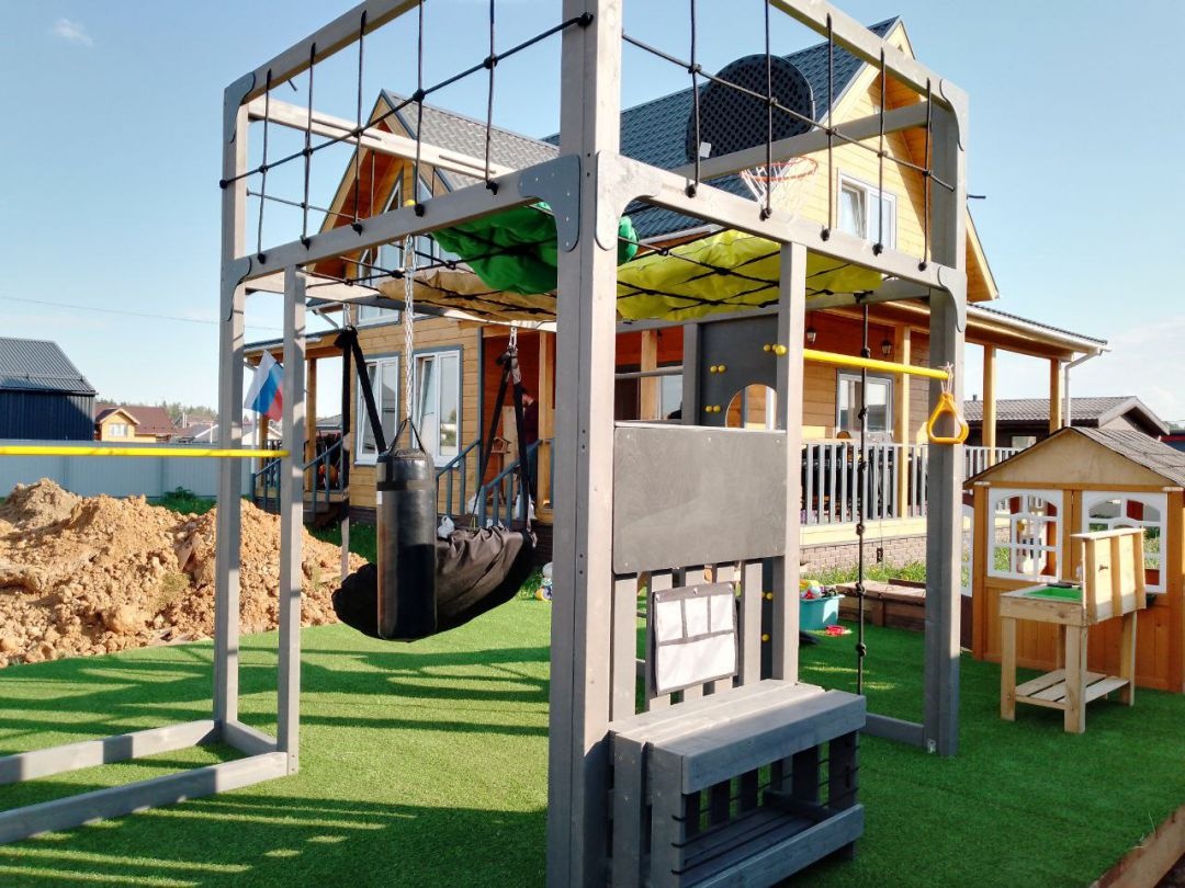 Детская площадка Савушка КУБ-1 (Серый) с подушками