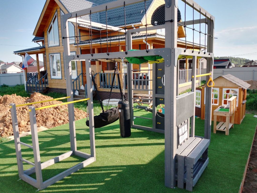 Детская площадка Савушка КУБ-1 (Серый) с подушками