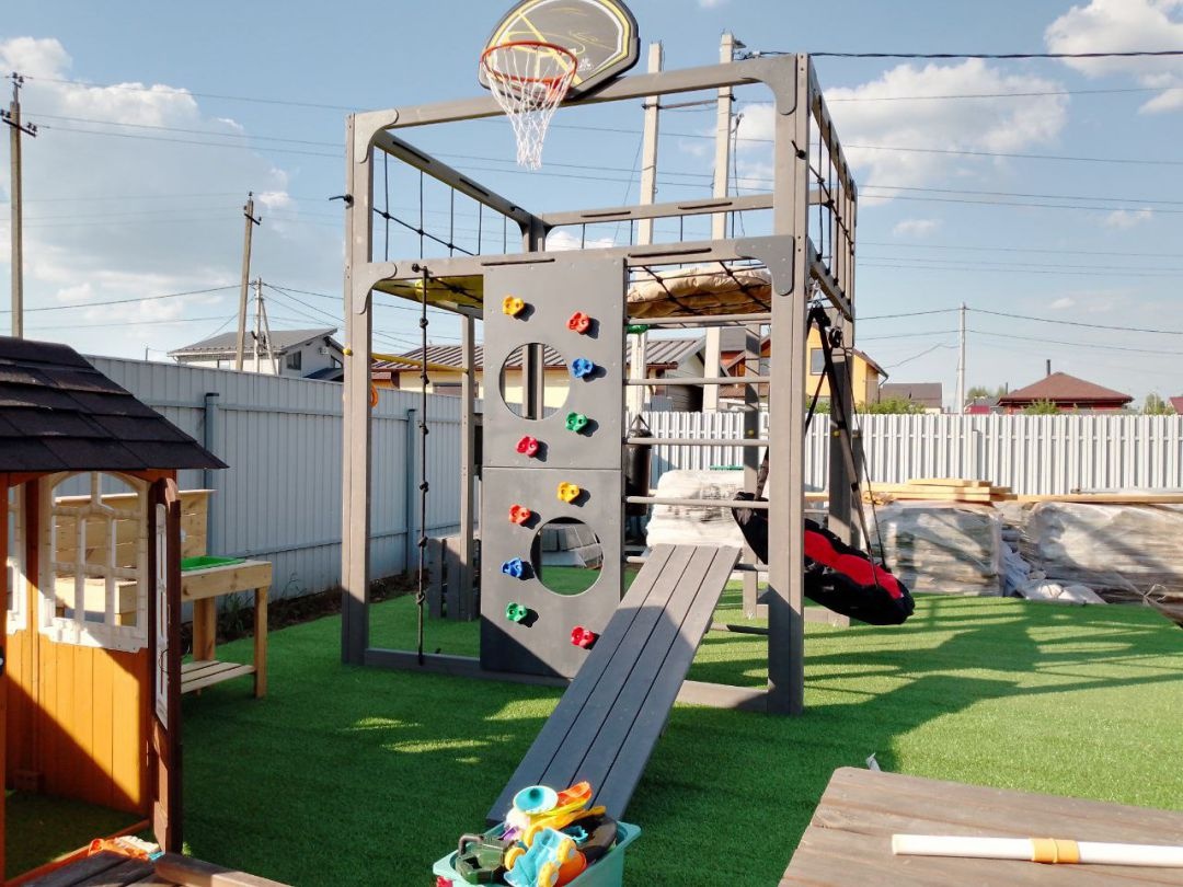 Детская площадка Савушка КУБ-1 (Серый) с подушками