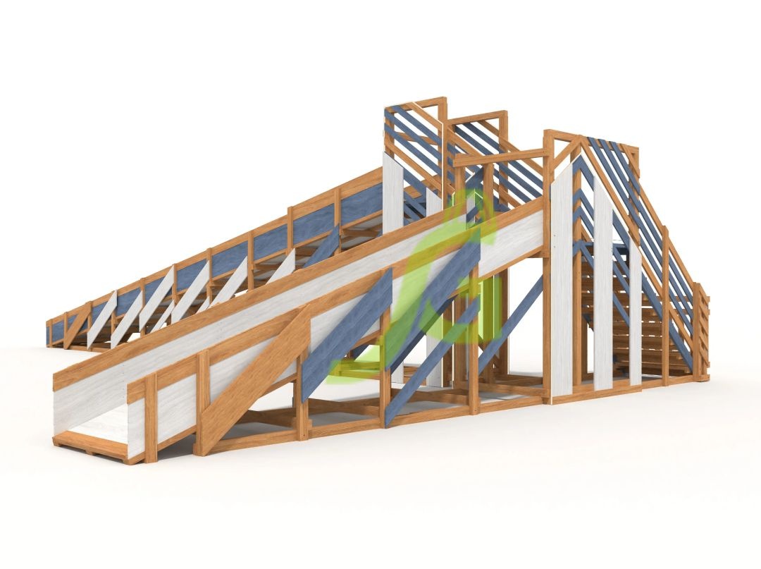 Зимняя деревянная горка IgraGrad Snow Fox 12 м с двумя скатами мод.524