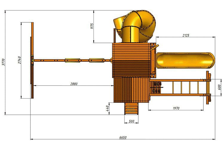 Детская деревянная площадка MoyDvor Панорама с трубой спуском и рукоходом