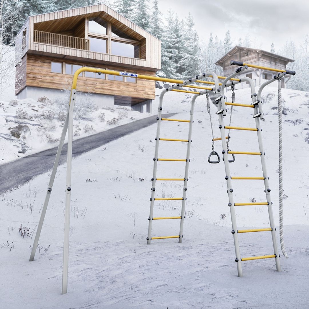 Спортивно-игровой комплекс ROMANA Веселая лужайка-2 R.103.25.04 серо-желтый без качелей