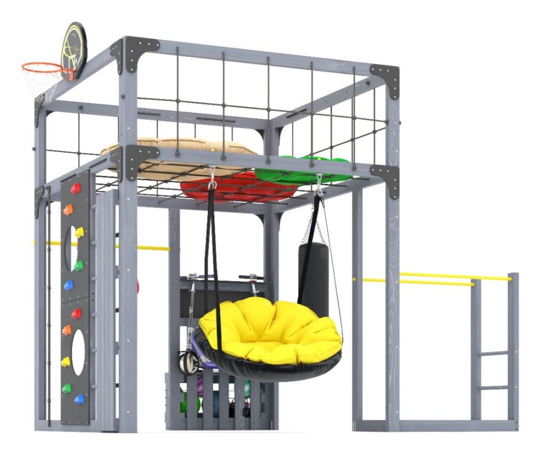 Детская площадка Савушка КУБ-1 (Серый) с подушками