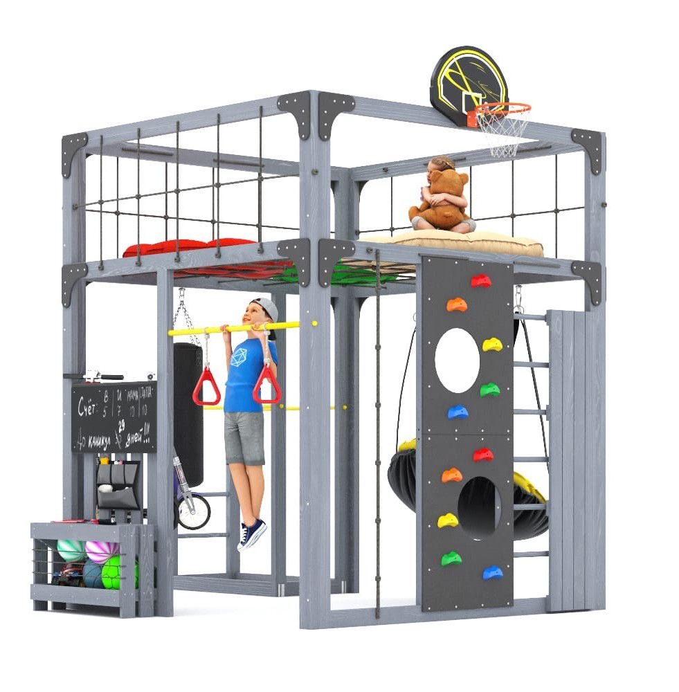 Детская площадка Савушка КУБ-1 (Серый) с подушками