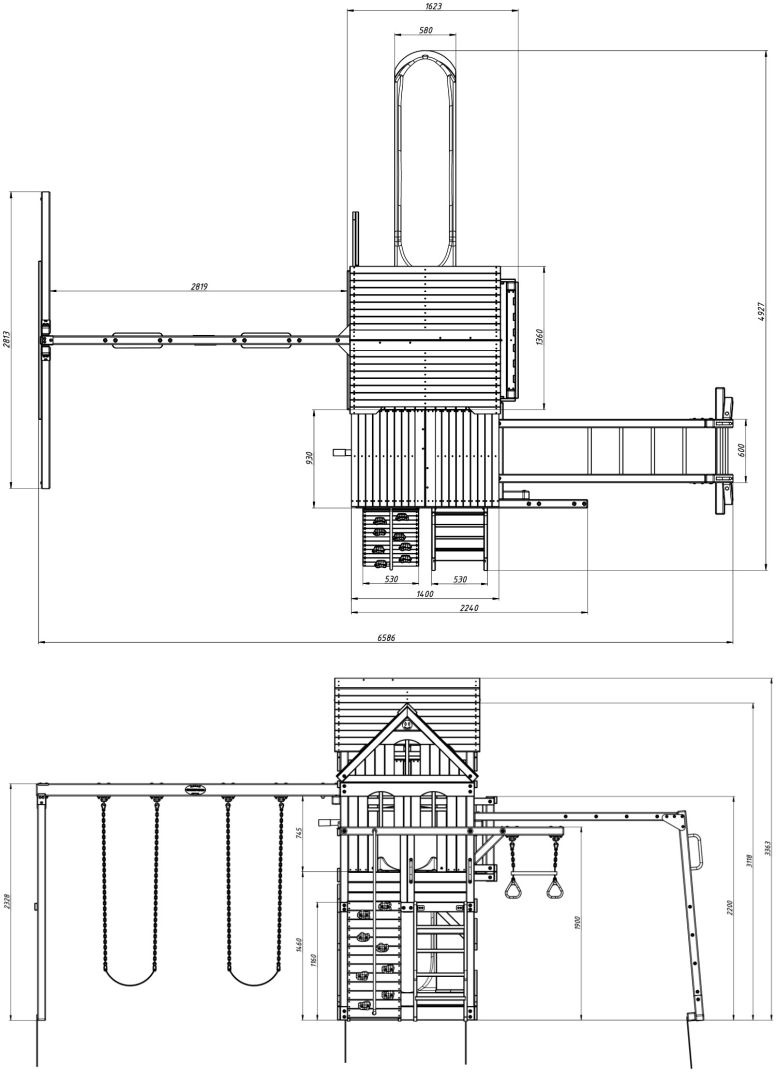 Детская деревянная площадка MoyDvor Панорама с рукоходом