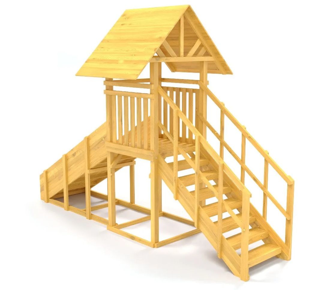 Зимняя деревянная игровая горка Савушка Зима Wood-5