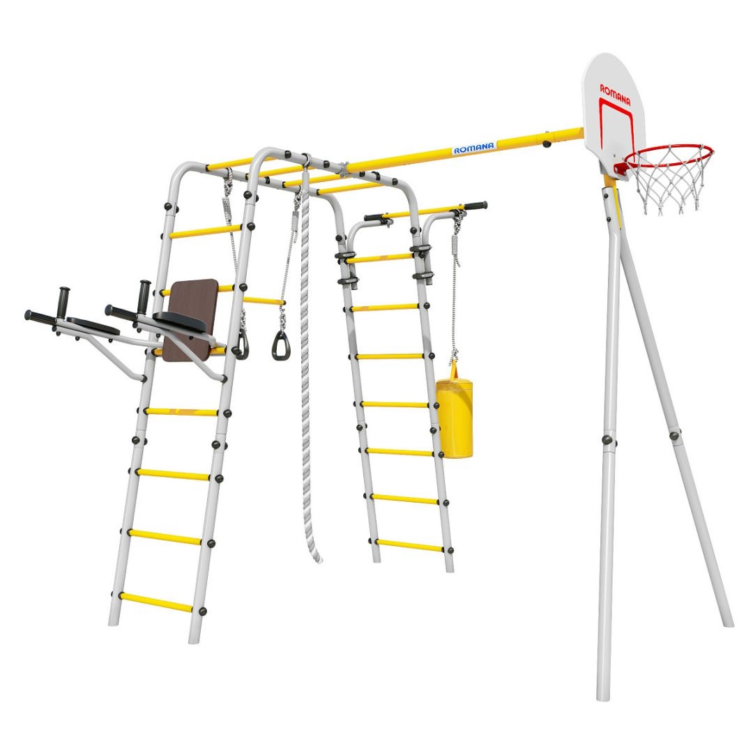 Спортивно-игровой комплекс ROMANA Fitness 103.20.05 Фитнесс серый-желтый без качелей