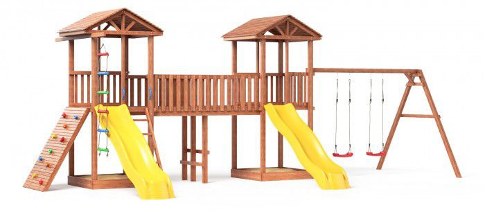 Детская площадка Можга Спортивный городок 6 с качелями и широким скалодромом