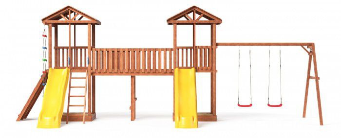 Детская площадка Можга Спортивный городок 6 с качелями и широким скалодромом