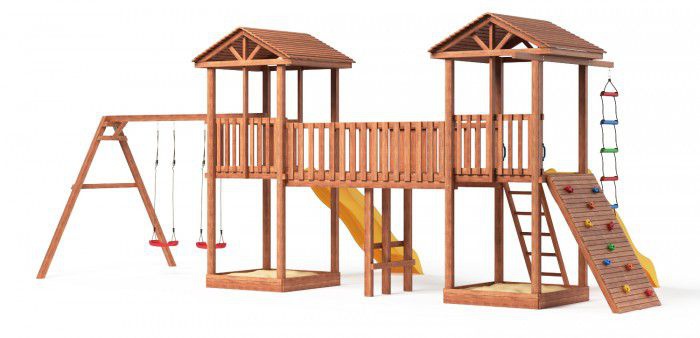 Детская площадка Можга Спортивный городок 6 с качелями и широким скалодромом