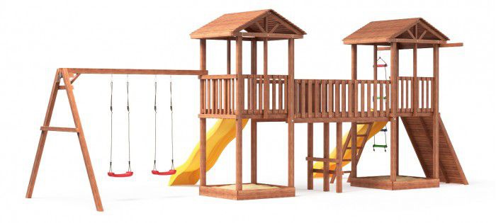 Детская площадка Можга Спортивный городок 6 с качелями и широким скалодромом