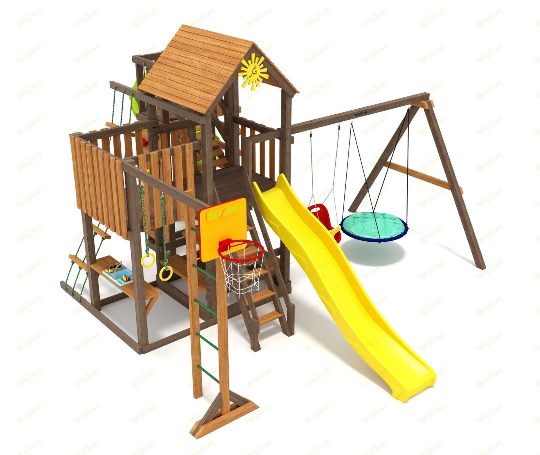 Детская площадка для дачи IgraGrad Панда Фани с балконом мод 1 и трубой 2.1м