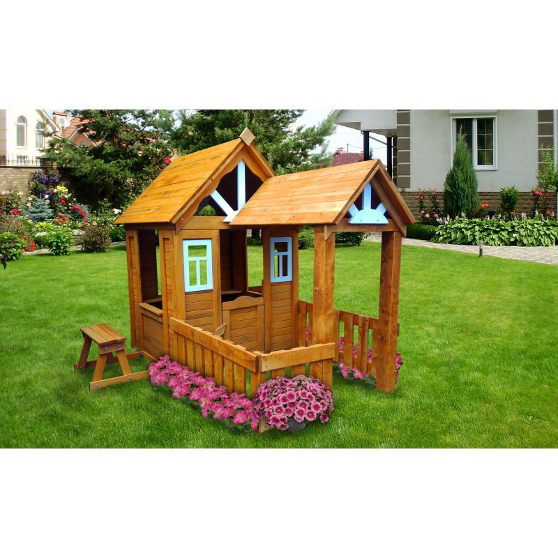 Детский домик Можга Солнечный Р910 с верандой