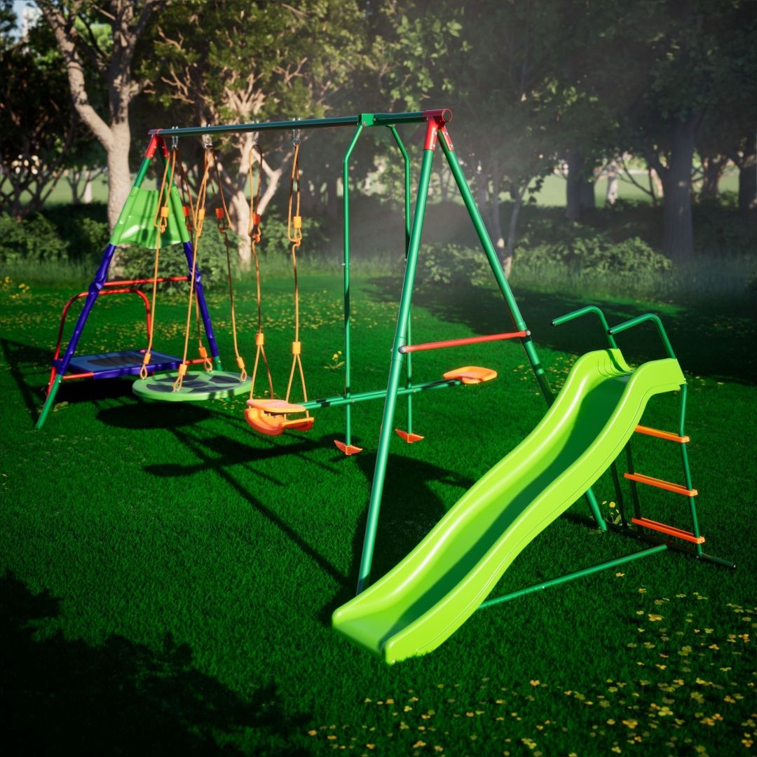 Детский игровой комплекс с горкой и батутом DFC MTS-01