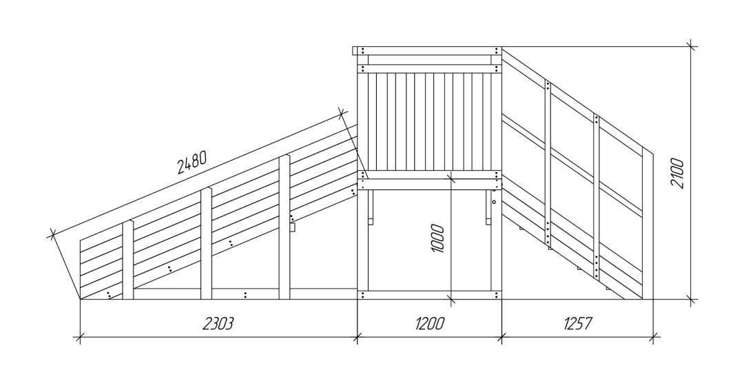 Зимняя деревянная игровая горка Савушка Зима 1