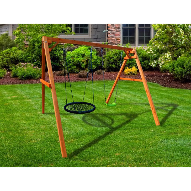 Деревянные качели Можга с качелями гнездо OVAL