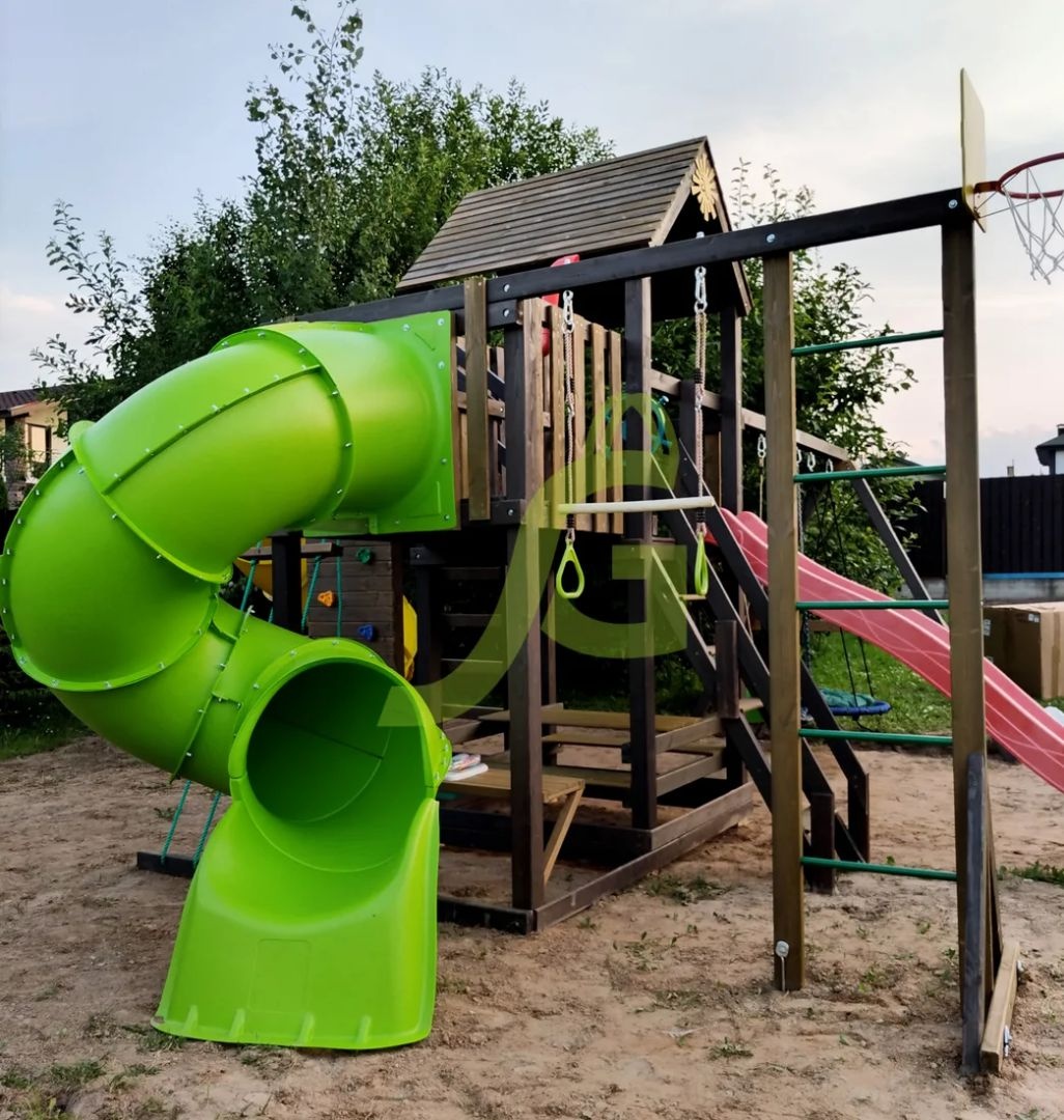 Детская площадка IgraGrad Панда Фани с балконом (две трубы)