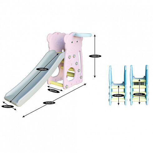 Детская пластиковая горка с баскетбольным кольцом Bear